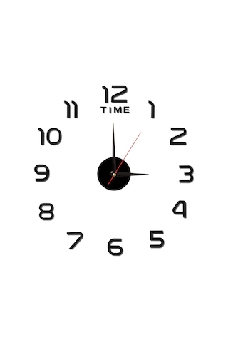 Teltree Siyah Akrilik 40cm Dıy Duvar Saati - Gece Işıklı, Sessiz, Nordik Minimalist Dekoratif Saat - Toptan Alım Çok Renki