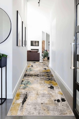 Pelangi Batik Desenli Renk Geçişli Dijital Baskı Yıkanabilir Kaymaz Taban Salon Halısı Ve Yolluk, Bej 80 X 350, 95 Diğer