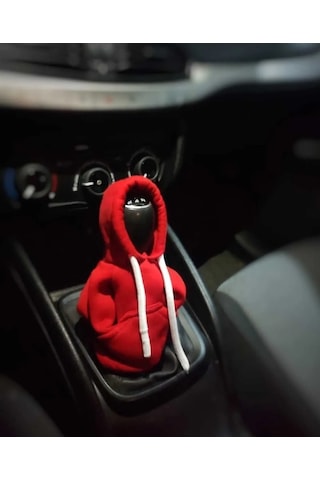 Vites Kılıfı Uyumlu Kapşonlu Sweatshirt Vitese Geçmeli Vites Topuzu Kılıfı Kırmızı