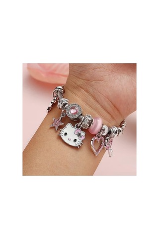 Lunarie Pembe Hello Kitty Figürlü Dolu Charm Kelepçe Bileklik Çok renkli