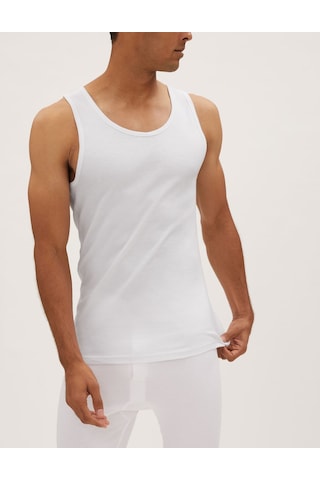Marks & Spencer Saf Pamuklu 3'lü Atlet Seti T14005700d Beyaz