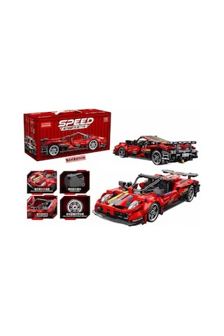 Speed Racing Pro Kırmızı Yarış Arabası Yapım Seti 513 Parça Spor Araba Blok Oyuncağı