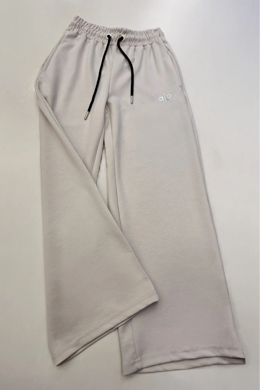 Kız Çocuk Doble Face Kumaş Geniş Paça Eşofman Alt 10-15 Yaş 12318 Krem