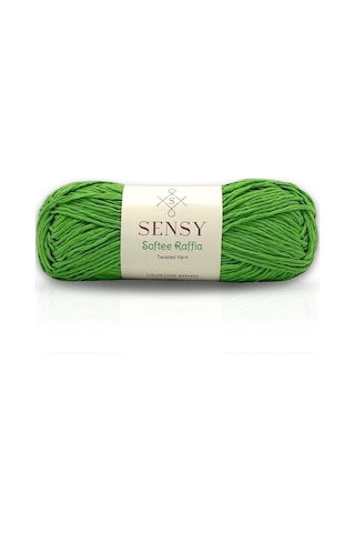 Sensy Premium Softee Raffia Yumuşak Rafya Kağıt İp Supla İpi El Örgü İpi Çanta İpi Hobi İp Sepet İpi Yeşil