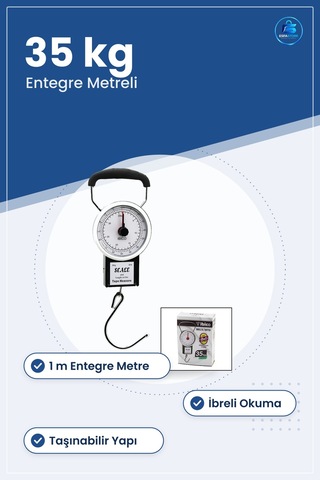 İbreli Tartı 35 Kg Entegre Metreli Kancalı Taşınabilir Kantar Ve