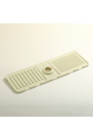 Springsun Silikon Lavabo Su Tükenme Matı: Egimli Tasarım İle Su Spreyini Önleyen, Kesilebilir, Kurulu Tutucu Mutfak/banyo Matı Bej