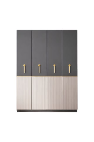 Rudu Milas 4 Kapaklı 160x45x190 Cm Giyisi, Eşya Dolap/gardırop Antrasit-dor Antrasit - Dor