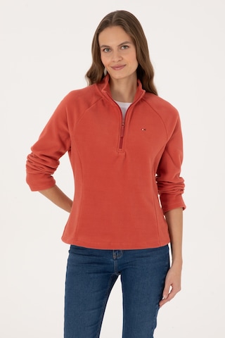 U.S. Polo Assn. Kadın Kiremit Fermuarlı Dik Yaka Polar Sweatshirt 50316714-VR026