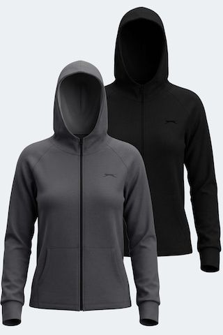 Slazenger Vasco 2 Li Set Kadın Sweatshırt Siyah - Koyu Gri