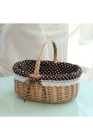 Cbtx Willow Sepet Açık Piknik Sepeti Dokuma Sepet Yumurta Kabı S Beyaz Nokta