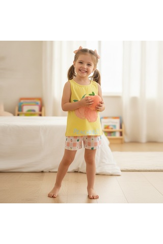 Bonbon Çocuk Baskılı Sarı Renk 2'li Takım Cb1046