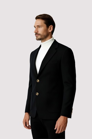 İgs Siyah Mono Yaka Slim Fit Dar Kalıp Erkek Ceket-25955