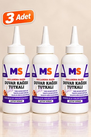 3 Adet Duvar Kağıdı Tutkalı 150 Gr Şeffaf Hazır Ovalit Sıvı Güçlü Bordür Vinil Tekstil Yapıştırıcısı