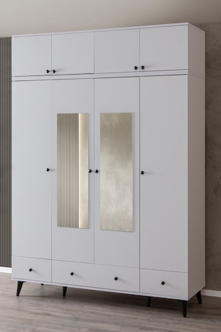 Gardırop, Bianca 4 Kapaklı Aynalı Dolap Ve Yüklük