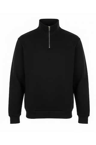 Unisex Relax Fit Rahat Kesim I 2 İplik Şardonlu Kumaştan Siyah