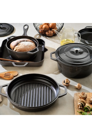 Schafer Guss Chef Döküm Sahan Çift Kulplu 19 Cm 1 Parça-gri Gri