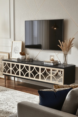 Tsa1236ats - Öztv120 Tv Stand, Tv Sehpası Antrasit - Traverten - Sılver 120cm