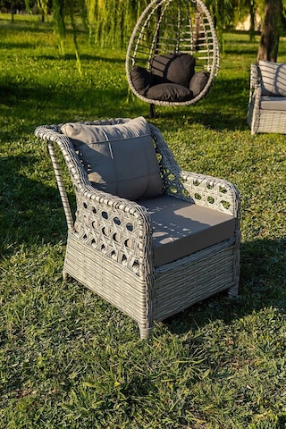 Btkconsept Oscar Rattan Bahçe Mobilyasi 3+1+1 Masali Gri