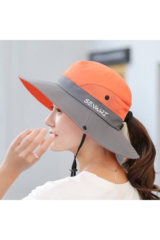 Uv Işınlarına Karşı Koruyucu Geniş Kenarlı Güneş Şapkası - Hafif Ve Konforlu Yaz Aksesuarı Turuncu