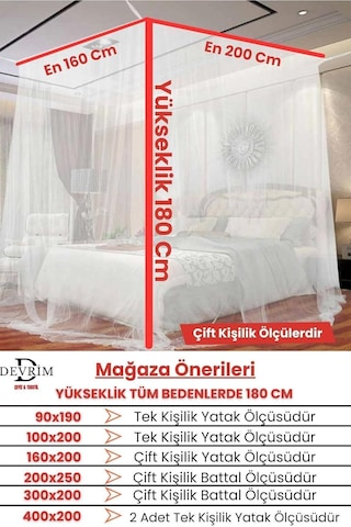 Lüks 1.sınıf Özel Tasarım Cibinlik, Sineklik Çift Kişilik 200x200 Genel