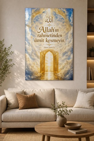 Allah In Rahmetinden Ümit Kesmeyin Baskılı Cam Tablo Dini Uv Duvar Dekoru