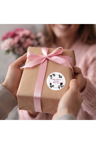 Kadınlar Gününüz Kutlu Olsun Sticker Seti - 88 Adet, Hediye Paketi Etiketi, 3.5 Cm, Yuvarlak
