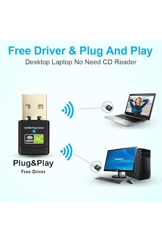Schulzz 600 Mbps USB Mini Wi-Fi Adaptörü Rtl811 5Ghz Kablosuz Alıc