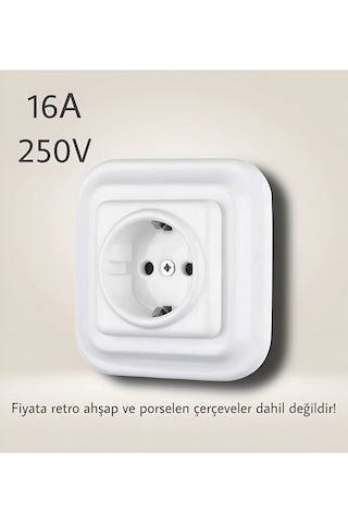 Porselen Kare Priz Beyaz 1 Girişli Priz