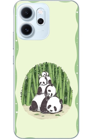 Oppo Reno 14f Uyumlu Panda Ailesi Baskılı Silikon Kılıf Renkli Oppo Reno 14f Uyumlu Panda Ailesi Baskılı Silikon Kılıf Renkli