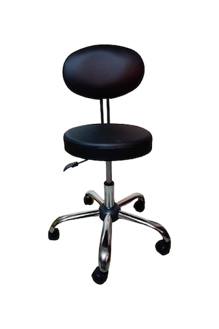 Sırtlıklı Çalışma Taburesi Krom Yıldız Ayaklı