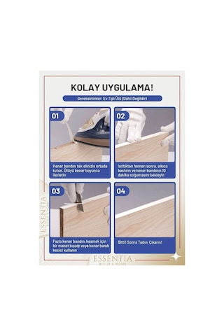 Mobilya Kenar Bant 40 Mm X 5 Metre Kayın Ütü Bantı Melamin Kenar Bandı
