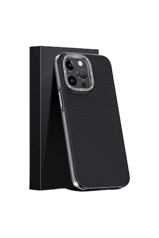 Joko İphone 15 Pro Max Kılıf Aramid 600d Kevlar Karbon Fiber Magsafe Kapak - Gri