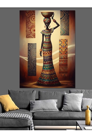 Ahşap Tablo Afrikalı Kadın Tribal Sanat