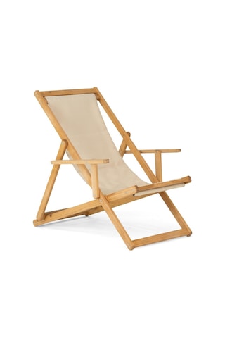 Flat Ahşap Şezlong - 3 Kademeli Sırt Dayama, Kolçaklı