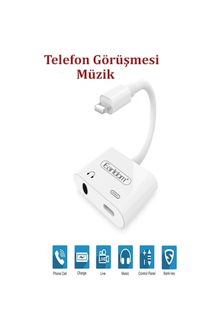 Qpen Ot46 Tak Çalıştır Lightning To 2in1 Type-c Ve Aux Dönüştürücü