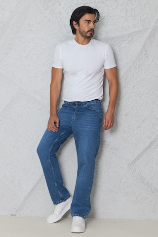 Blayn Jeans Erkek Antrasit Baggy Kot Pantolon - Geniş Kalıp Günlük Rahat Denim Jean Mavi
