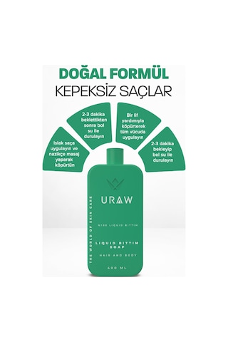Uraw Saç Derisi Arındırıcı ve Kepek Karşıtı Sıvı Bıttım Sabunu 400 ML