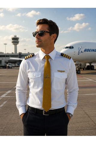 Kravat "boeing" Sarı Desenli
