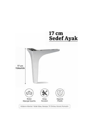Sedef 17 Cm Krom Mobilya Kanepe Sehpa Tv Ünitesi Koltuk Ve Konsol Ayağı Krom