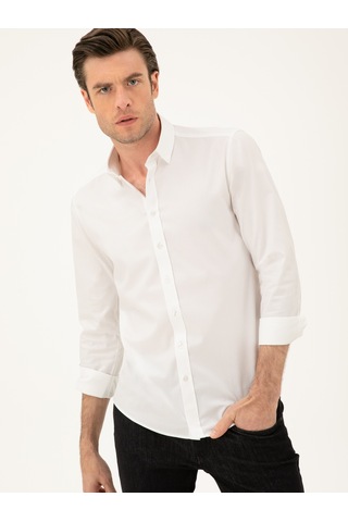 Cacharel Beyaz Slim Fit Pmuk Karışımlı Gömlek 15841036