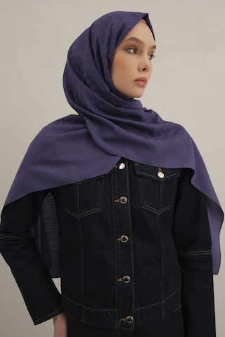 Armine Mor Link Desen Bambu Cotton Şal 68 Mor