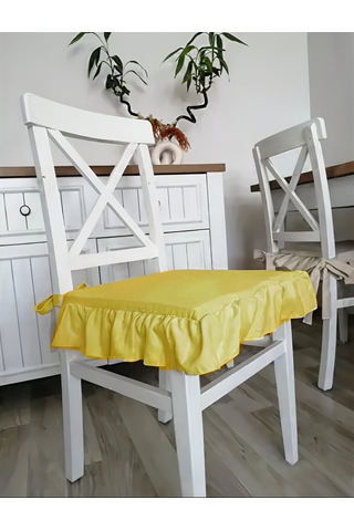 Fırfırlı Sıvı & Leke Itici Iskandinav Sandalye Minderi Güneş Sarı Diğer