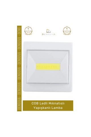 Lamba Cob Led Beyaz Işık Tasarruflu Taşınabilir Pilli Duvar Dolap Mıknatıslı Yapışkanlı Lamba - 1 A