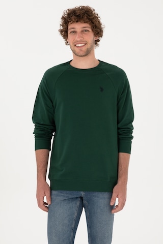 U.S. Polo Assn. Erkek Regular Fit Bisiklet Yaka Koyu Yeşil İnce Basic Sweatshirt 50313752-VR079