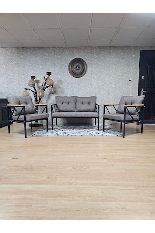 Siyah Boyalı Bahçe - Balkon - Mutfak Çay Seti Takımı Bahçe Koltuk 001