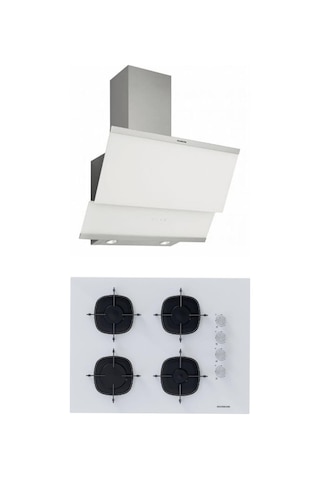Silverline CS5665W01 - 3420 Classy Beyaz Cam Ankastre Set