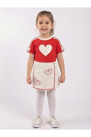 Xo Kids Kız Çocuk 3lü Alt Üst Kombin Takmı 1-4 Yaş Set0482 Krem
