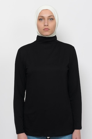 Uzun Kollu Boğazlı Body Siyah Çok Renkli