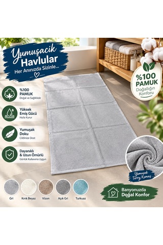 Banyo Havlusu %100 Pamuk 70 140 Buz Gri