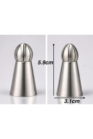 5'li Profesyonel Rus Top Duy Ucu Seti 5.9 Cm Büyük Boy Paslanmaz Çelik Krema Sıkma Ve Fırfır Uçları Krem